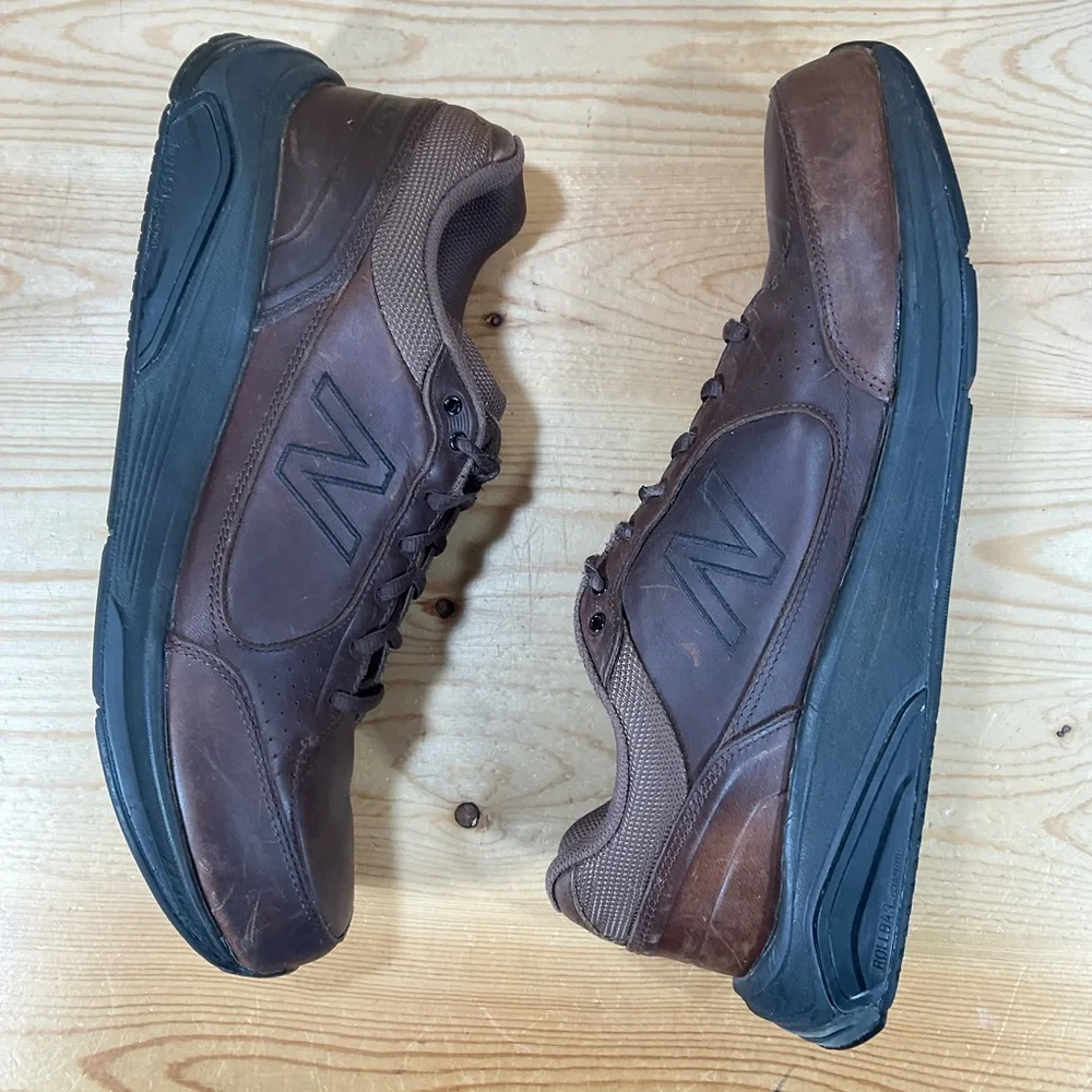 New Balance 928 Walking Shoes Men’s 14 B NARROW Brown Leather Lace Up MW928BR